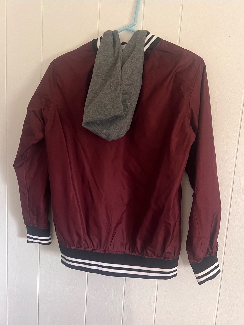 Burgundy Hooded Bomber Jacket